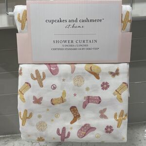 PINK COWBOY BOOTS & Hats 72x72 Cupcakes and Cashmere Shower Curtain Cowgirl NEW